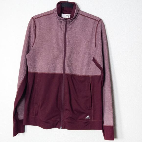adidas Jackets & Blazers - Adidas Colorblock Zip Jacket Burgundy Size L Retro Athleisure Sporty
